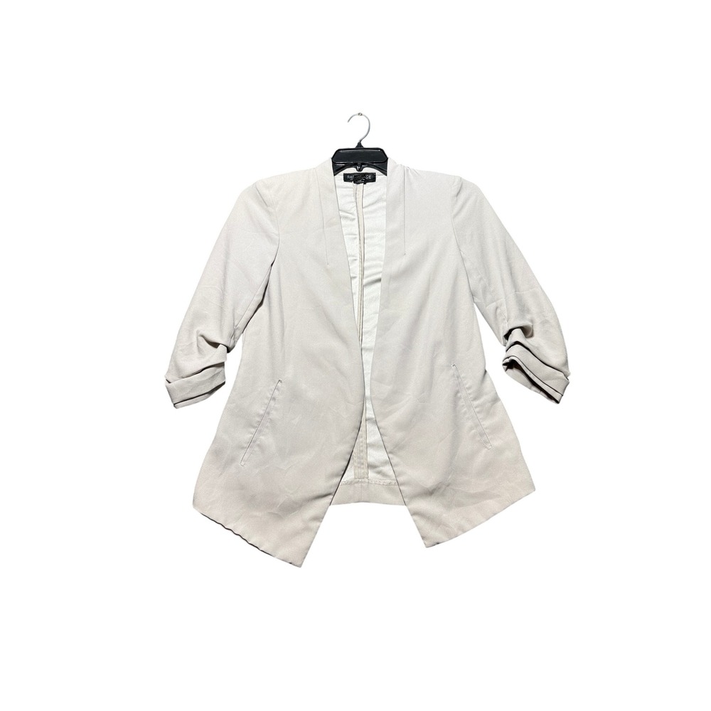 Rachel Zoe Blazer Women Small Gray Excellent Ruched 3/4 Sleeve Open Front